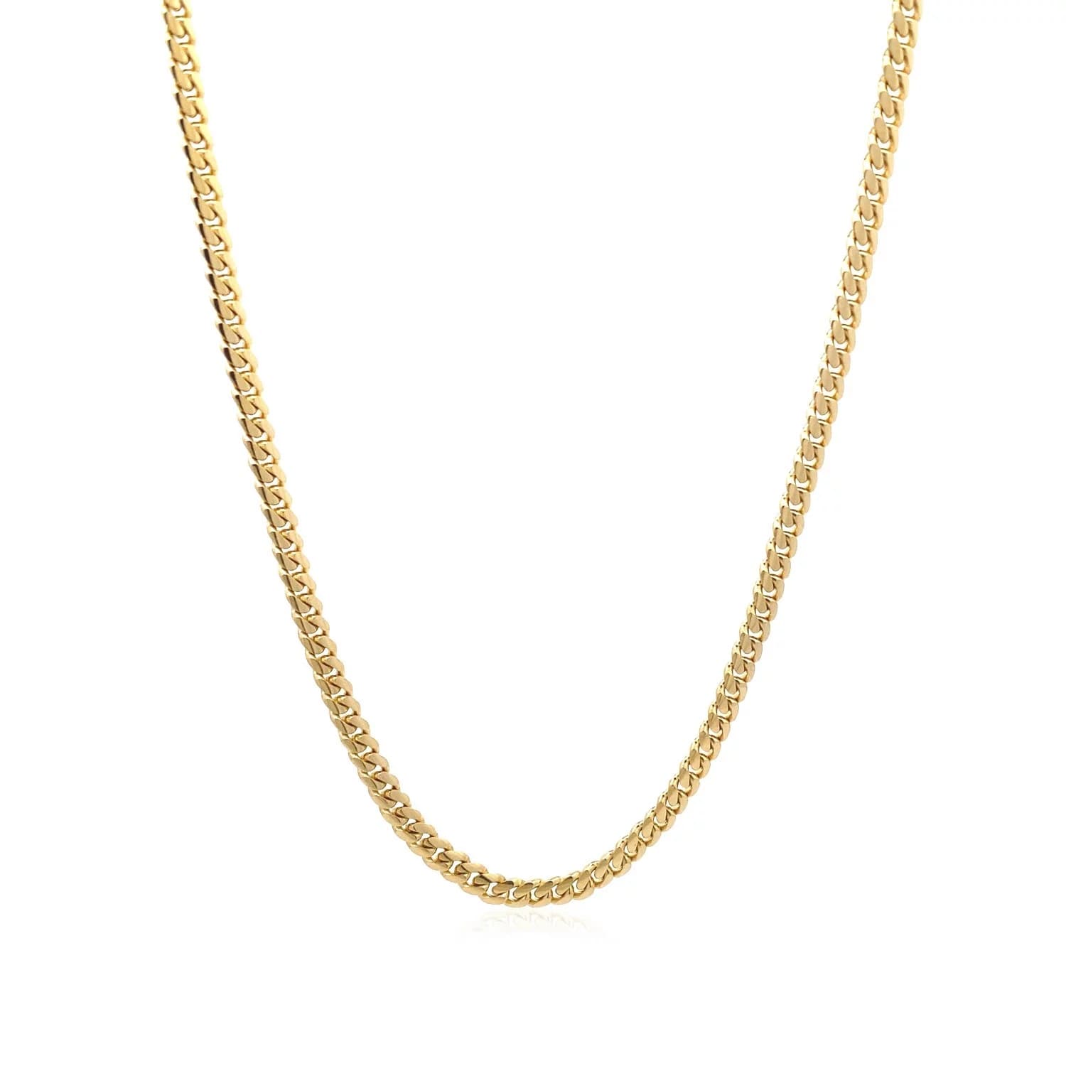 10k Yellow Gold Classic Solid Miami Cuban Chain (3.20 mm) thumbnail 2
