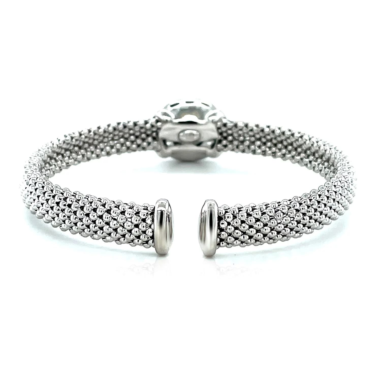 Popcorn Texture Cuff Bangle with Blue Topaz and Diamonds in Sterling Silver thumbnail 4