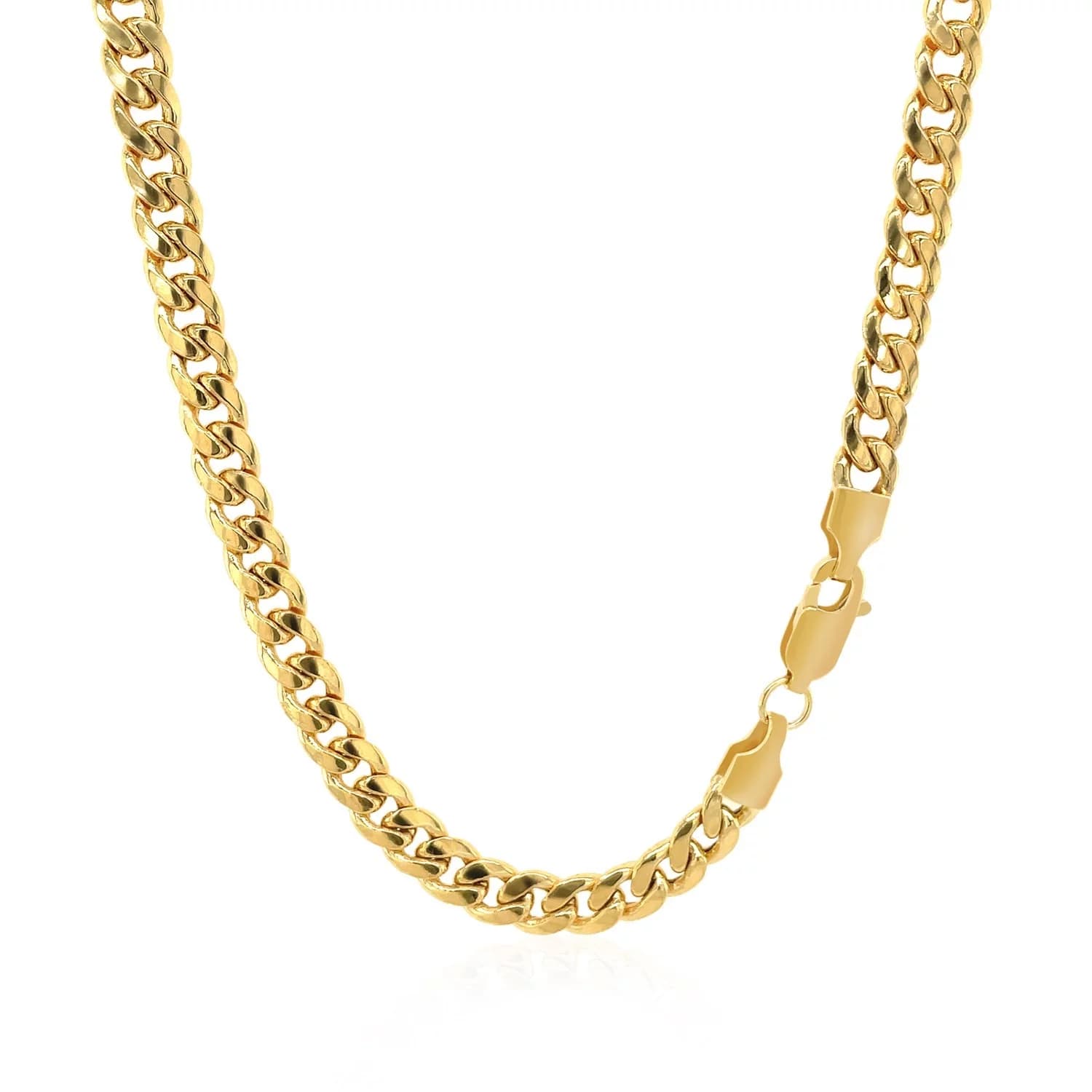 10k Yellow Gold Miami Cuban Semi Solid Chain (4.50 mm) thumbnail 6