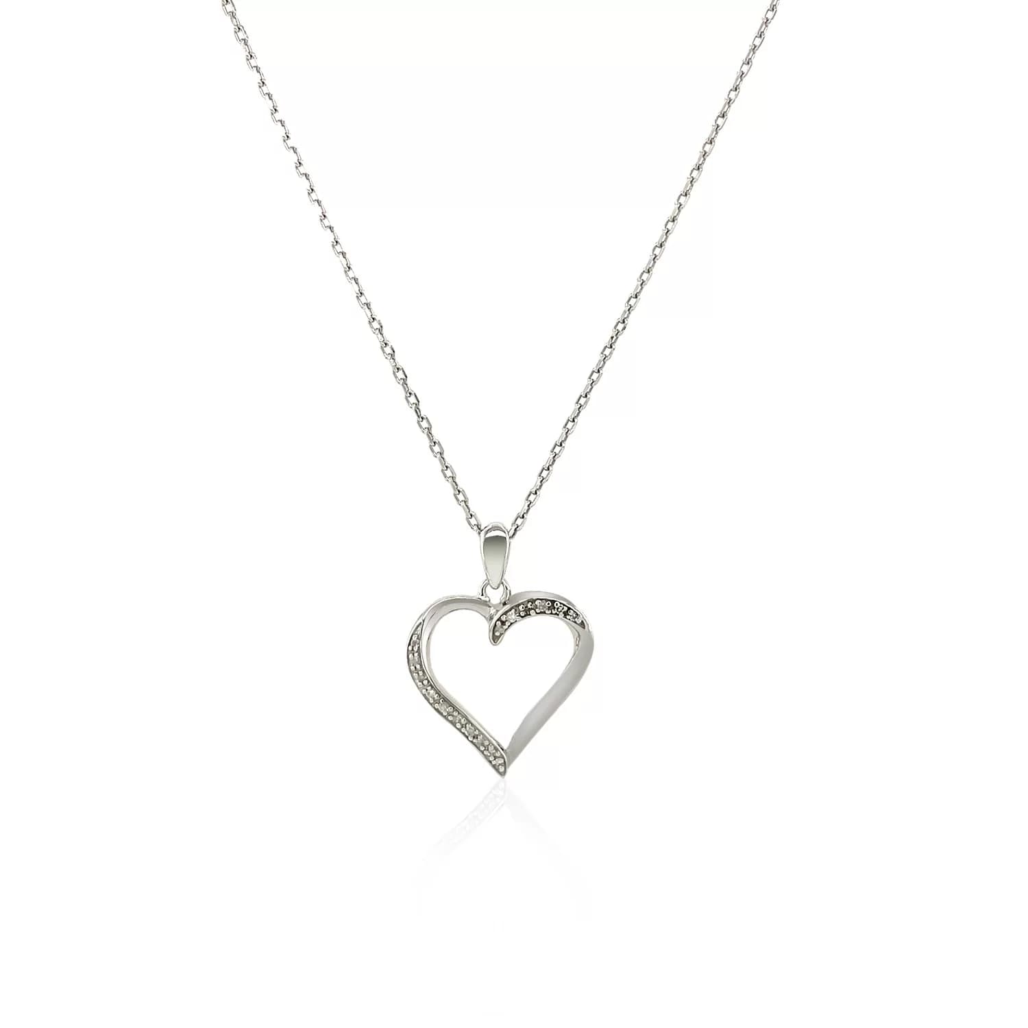 Sterling Silver Twisted Open Heart Diamond Accented Pendant (.04 cttw) thumbnail 2