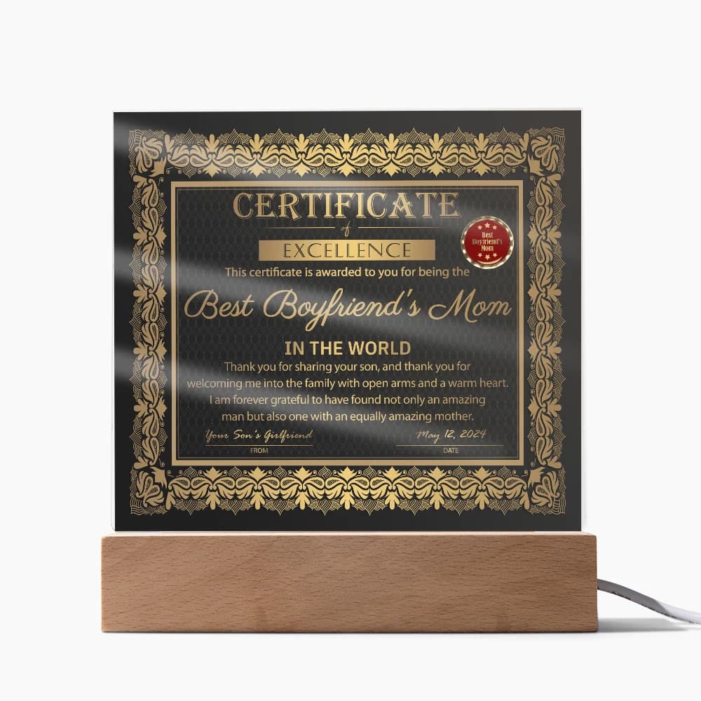 Boyfriend's Mom | Certificate of Excellence | Acrylic