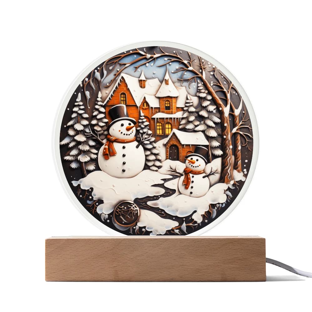 Twin Snowman-Acrylic Circle